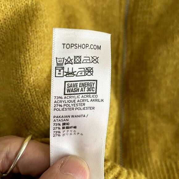 Topshop Zip Back Turtleneck Sweater Oversized Semi Cropped Size 6 - Picture 8 of 9